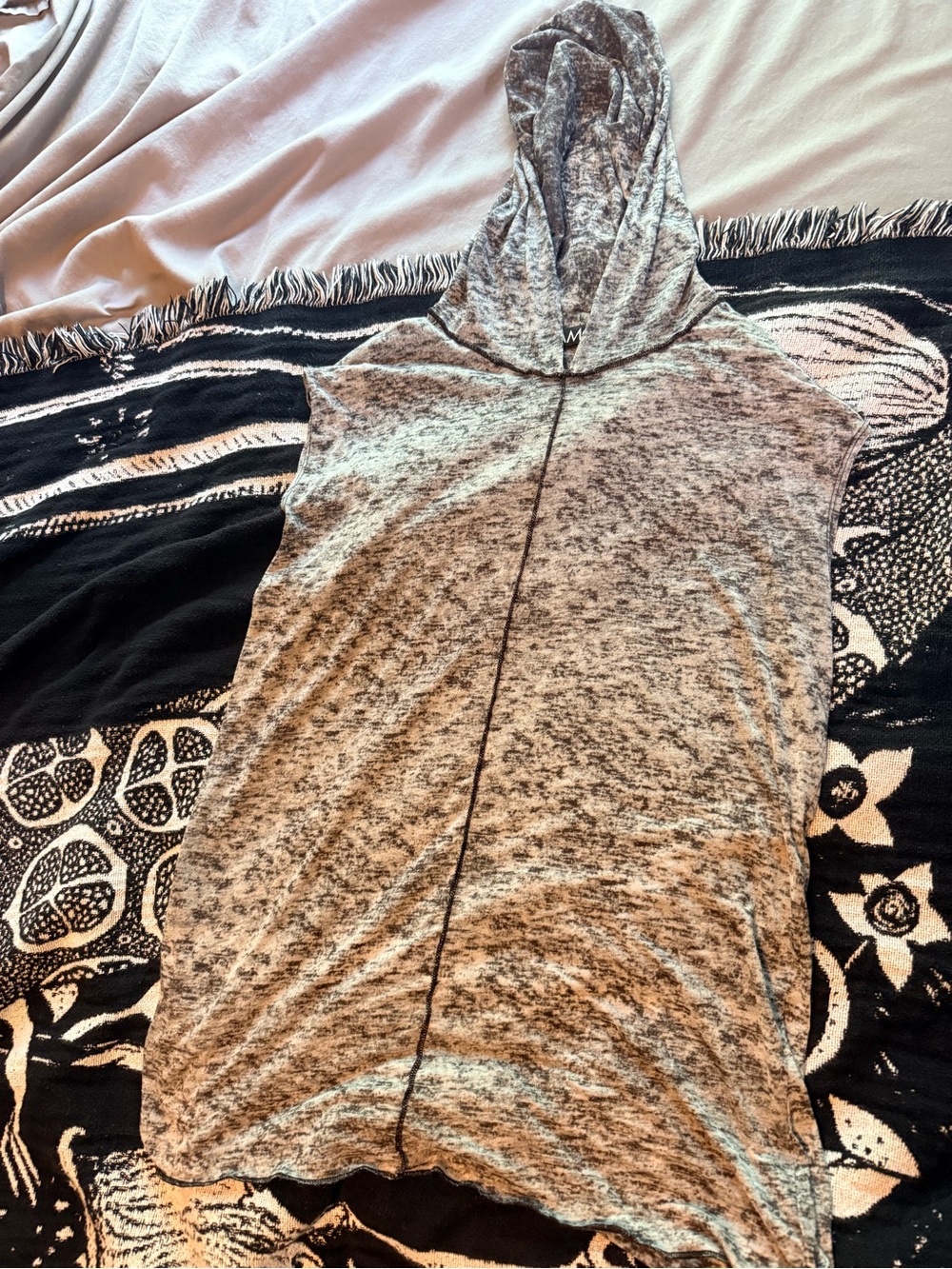 TAMO Design Unisex Grey Space-Dye Sleeveless Hoodie Sz L